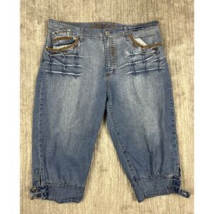 Apollo Jeans Womens 19/20 Blue‎ Denim Capri Unique Back Pockets